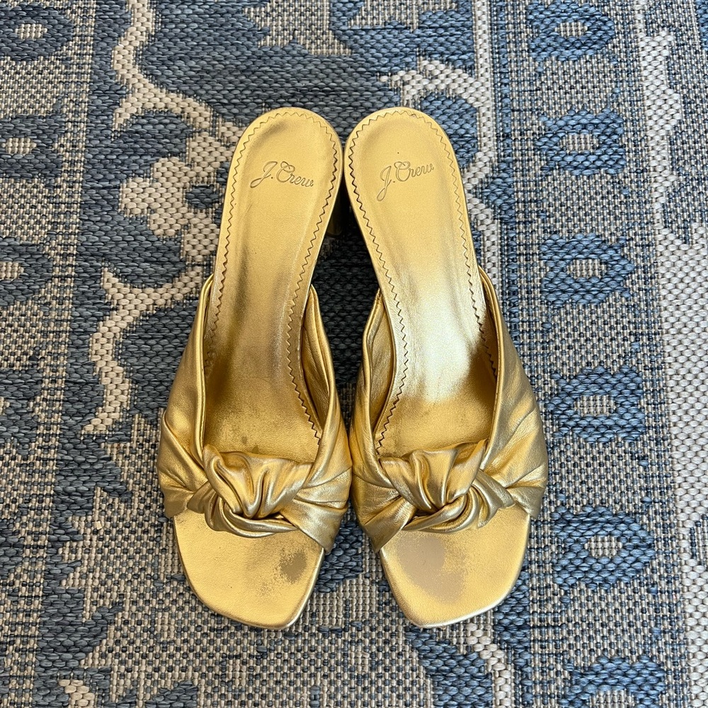 J. Crew Gold Knot Heeled Sandals